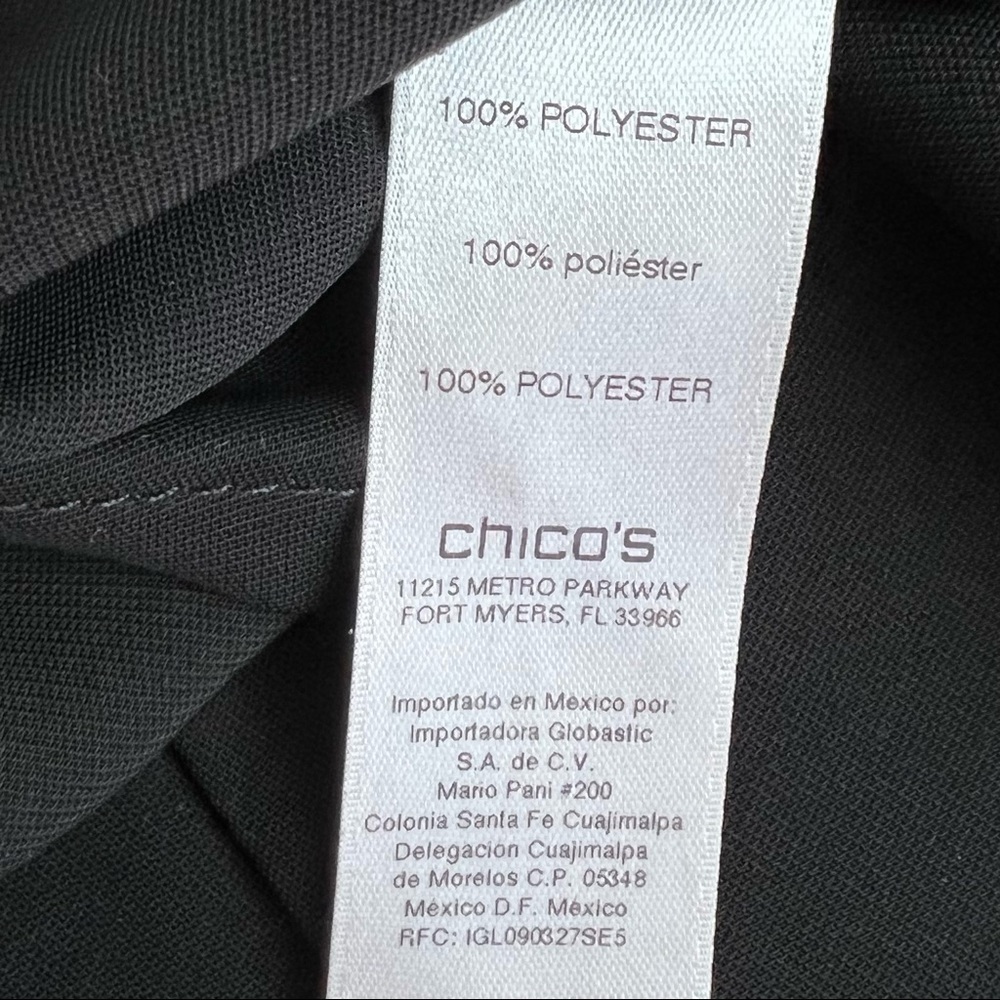 Chico’s Black Long Sleeve Ruffle Button Down Blouse. Size 1 - Picture 6 of 13